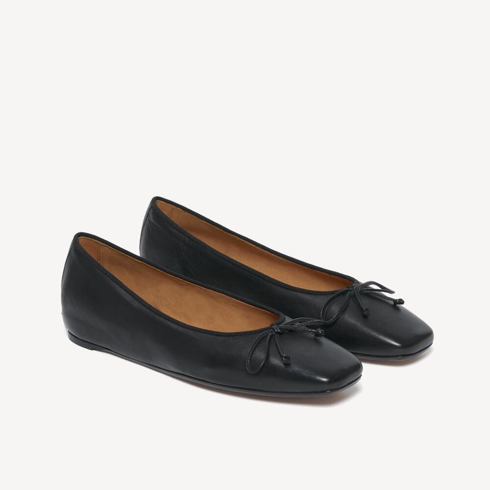 M.Gemi Womens 40 US 9 The Danza Flat Black Napa Italian Leather Shoes Bow Career
